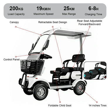 Eeeza E30 Electric Mobility Scooter, 1000W 60V 20Ah