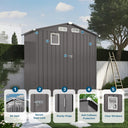 Eeeza Storage Shed with Side Window, Galvanised Steel, 6*3.5 Ft