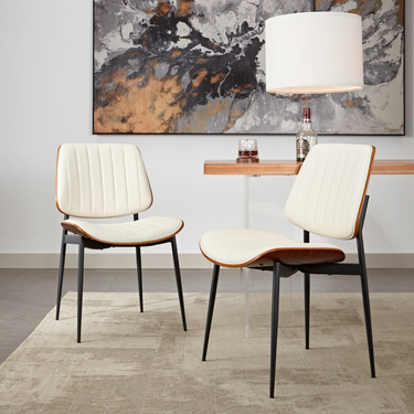 Eeeza Modern Dining Chairs Set, Upholstered PU Leather, 2Pcs