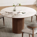 Eeeza Harmony Modern Dining Table, Sintered Stone and Wood, Round