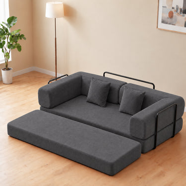Eeeza Foldable Corduroy Sofa Bed with 2 Cushions, 3-seater