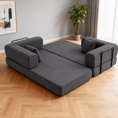 Eeeza Foldable Corduroy Sofa Bed with 2 Cushions, 3-seater