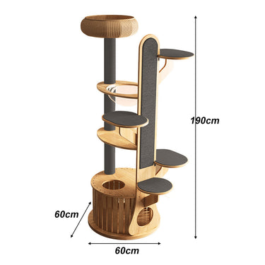 Eeeza Multi-Functional Cat Tree, MDF, 190cm
