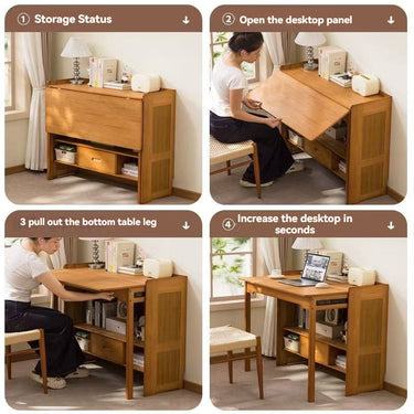 Eeeza Multi-functional Folding Desk for Students, Bamboo