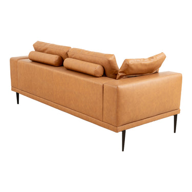 Eeeza Modern Deep-Seated Sofa, Two-seater, Faux Leather, Brown