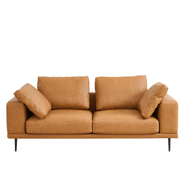 Eeeza Modern Deep-Seated Sofa, Two-seater, Faux Leather, Brown