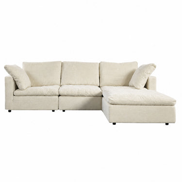 Eeeza Modular Sectional Sofa with Ottoman, 3-seater, Chenille, White