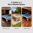 DOBO SPORTS 3-in-1 Billiard Pool Table with Ping Pong & Dining Modes