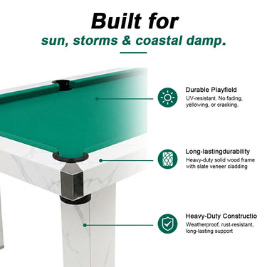 Eeeza Billiard Pool Table for Outdoor, Marble, Weatherproof