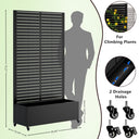 Eeeza Outdoor Flower Rack with Trellis and Wheels for Patio, Metal