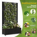 Eeeza Outdoor Flower Rack with Trellis and Wheels for Patio, Metal