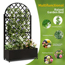 Eeeza Outdoor Flower Rack with Trellis and Wheels for Patio, Metal