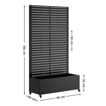 Eeeza Outdoor Flower Rack with Trellis and Wheels for Patio, Metal