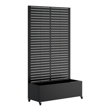 Eeeza Outdoor Flower Rack with Trellis and Wheels for Patio, Metal