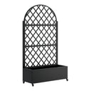 Eeeza Outdoor Flower Rack with Trellis and Wheels for Patio, Metal