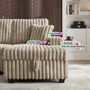 Oversized Sectional Sofa, Plush Corduroy, U Shaped, 4-seater