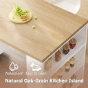 Eeeza Mobile Storage Island with Wheels for Kitchen, 184cm Width, Wood