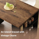 Eeeza Mobile Storage Island with Wheels for Kitchen, 184cm Width, Wood