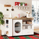 Eeeza Mobile Storage Island with Wheels for Kitchen, 184cm Width, Wood