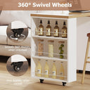 Eeeza Mobile Storage Island with Wheels for Kitchen, 184cm Width, Wood