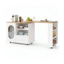Eeeza Mobile Storage Island with Wheels for Kitchen, 184cm Width, Wood