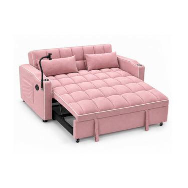 Eeeza Modern Sofa Bed with Phone Holder, Velvet, 2-seater, 190cm