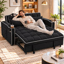 Eeeza Modern Sofa Bed with Phone Holder, Velvet, 2-seater, 190cm