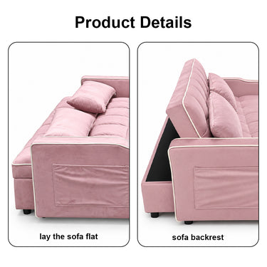 Eeeza Modern Sofa Bed with Phone Holder, Velvet, 2-seater, 190cm