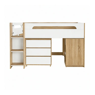Eeeza Simple and Natural Bed Frame with Bookshelf, Versatile Style