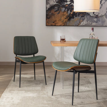 2PCS Mid Century Modern Accent dining Chairs, Upholstered PU Leather