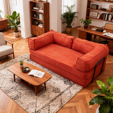 Eeeza Modern Minimalist Sofa Bed, Corduroy, Washable Cover, 2-seater
