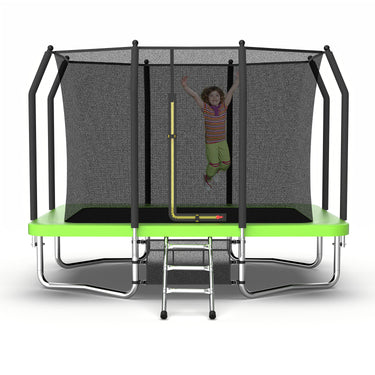 7FT x 10FT Rectangle Outdoor Trampoline, Recreational Trampoline for Kids with Safety Enclosure Net
