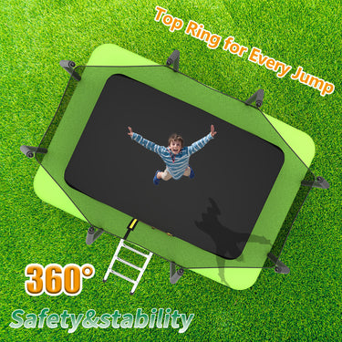 7FT x 10FT Rectangle Outdoor Trampoline, Recreational Trampoline for Kids with Safety Enclosure Net