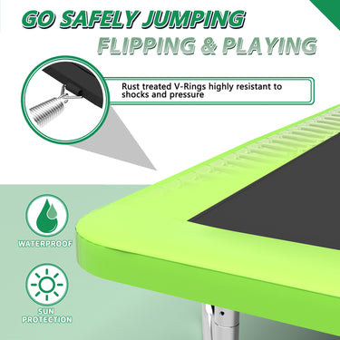 7FT x 10FT Rectangle Outdoor Trampoline, Recreational Trampoline for Kids with Safety Enclosure Net