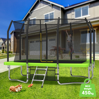 8FT x 11FT Rectangle Outdoor Trampoline, Recreational Trampoline for Kids with Safety Enclosure Net