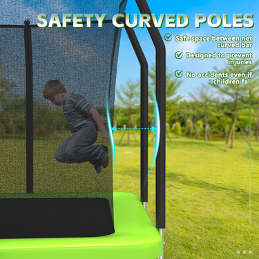 8FT x 11FT Rectangle Outdoor Trampoline, Recreational Trampoline for Kids with Safety Enclosure Net