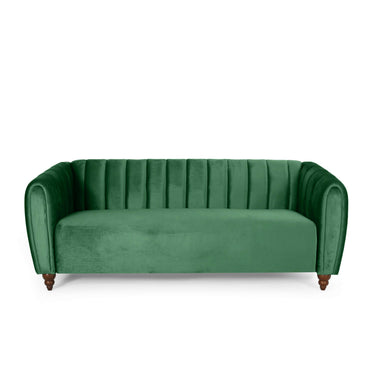 Modern Glam Emerald Green Tufted 3-Seater Velvet Upholstered Sofa