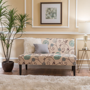 Mid - Century Modern Style Beige Fabric Tufted Loveseat