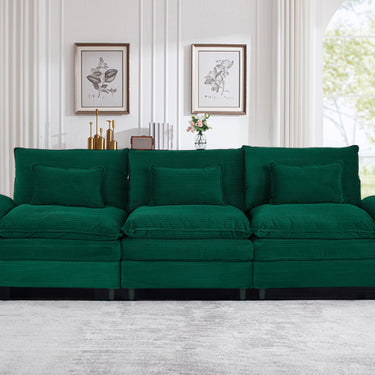Sunlit Lazy Hours: Corduroy Wrap-Around Three-Seater Sofa