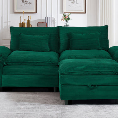 Must-have for small spaces! Two-seater sofa with ottoman Enjoy comfort
