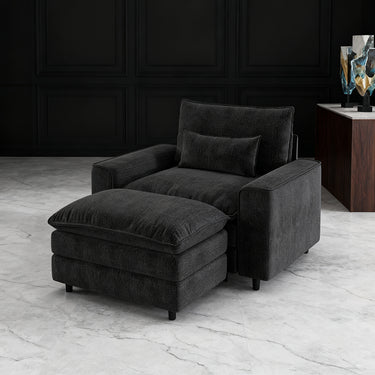 Comfort Combo: Single Sofa and Portable Footstool
