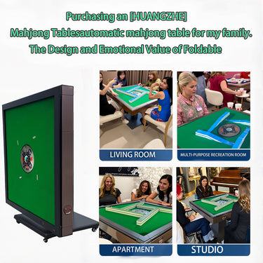 Eeeza Automatic Mahjong Table with 2 Set of Tiles, Green Tabletop