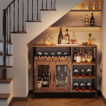 Solid Wood Glass-Door Wine Cabinet – Large Liquor Storage