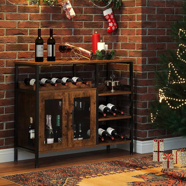 Solid Wood Glass-Door Wine Cabinet – Large Liquor Storage