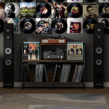 Double-Sided Record Player Stand with Vinyl Storage
