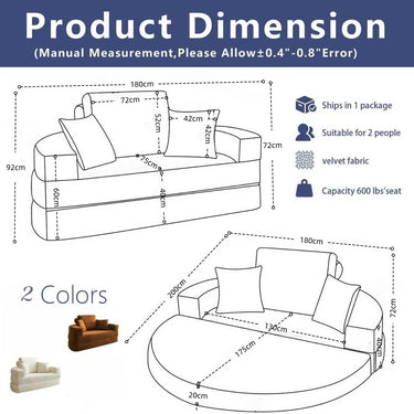 Multifunctional Round convertible Sofa Bed(Compressed Packaging)