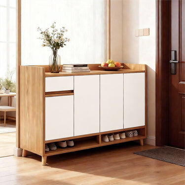 Four-door Shoes and Storage Cabinet, Wood, White