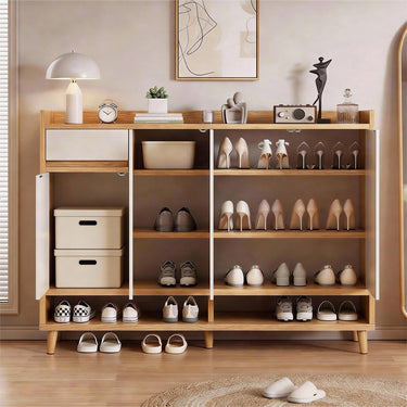 Four-door Shoes and Storage Cabinet, Wood, White