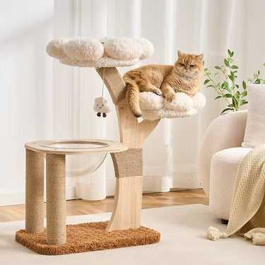 Cat Tree with Condo, Natural Sisal Cat Scratcher & Jumping Platform, S