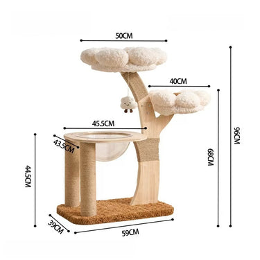 Cat Tree with Condo, Natural Sisal Cat Scratcher & Jumping Platform, S